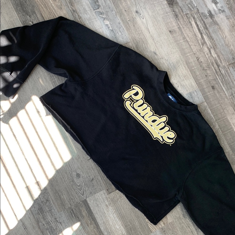 Black Cropped Sweatshirt with Purdue Logo